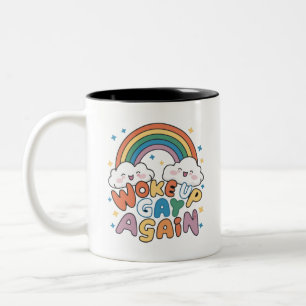 Wieder gay aufgewacht LGBT-Stolzmonat Groovy Zweifarbige Tasse