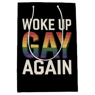 Wieder gay aufgewacht, lustig, LGBTQ Stolz Verbünd Mittlere Geschenktüte
