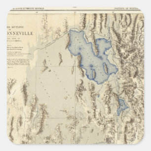 Wieder hergestellte Kontur von See Bonneville Quadratischer Aufkleber