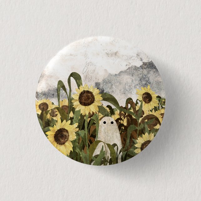 Wieder ist ein Geist im Sonnenblumenfeld... Button (Vorderseite)