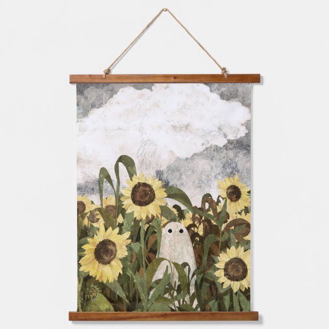 Wieder ist ein Geist im Sonnenblumenfeld... Wandteppich Mit Holzrahmen (Vorderseite)