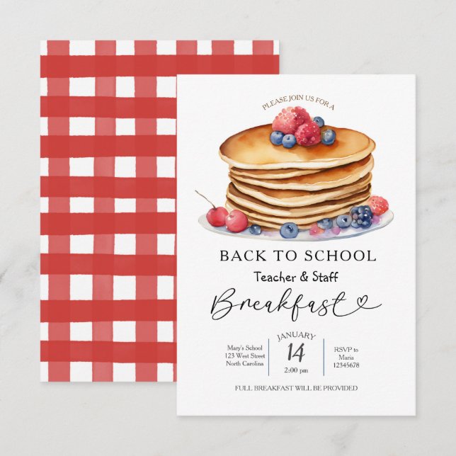 WIEDER ZUM SCHULLEHRER UND MITARBEITER ZUM FRÜHSTÜ EINLADUNG (Vorne/Hinten)