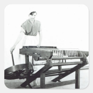 Wiederaufbau von Hargreaves's "Spinning Jenny" Quadratischer Aufkleber