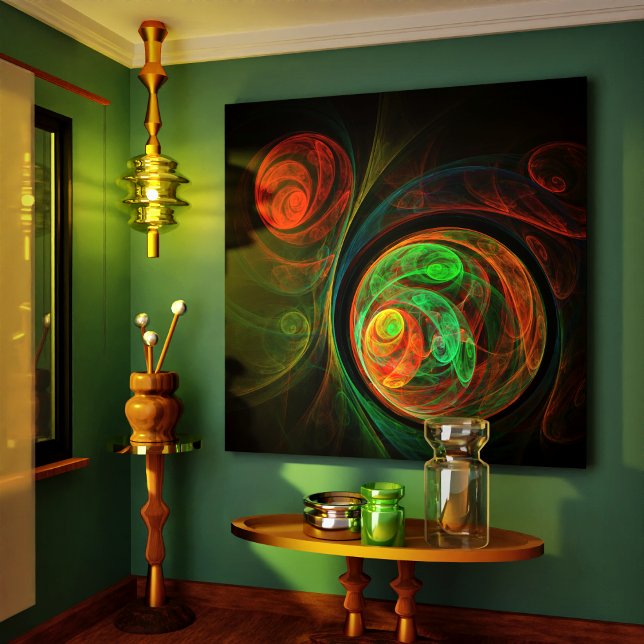 Wiederbelebung der Abstrakten Kunstgewerbe Leinwan Leinwanddruck (Rebirth Green Abstract Art Wrapped Canvas Print)
