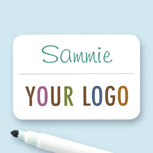 Wiederbeschreibbares Namenschild mit Logo mit Sich Namensschild