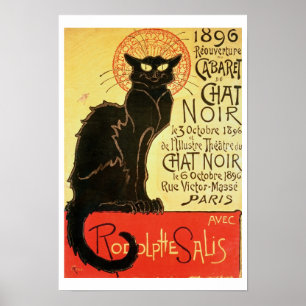 Wiedereröffnung des Chats Noir Cabaret, 1896 (Farb Poster