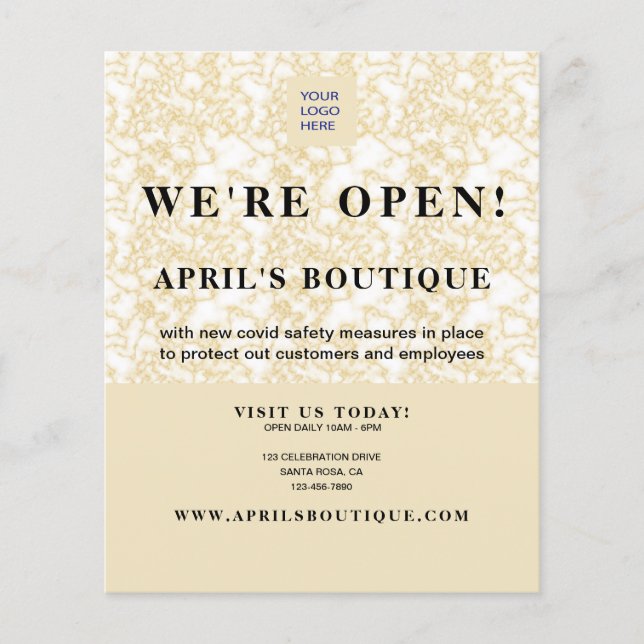 Wiedereröffnung von Gold-Marmor Flyer (Vorne)