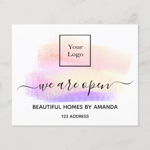 Wiedereröffnung weißer Pastellfarben Flyer