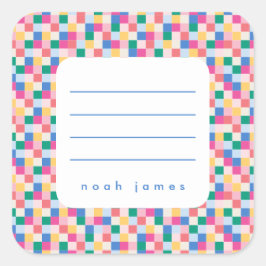 Wiedergabe von Multicolor-Blöcken-Aufkleber Quadratischer Aufkleber