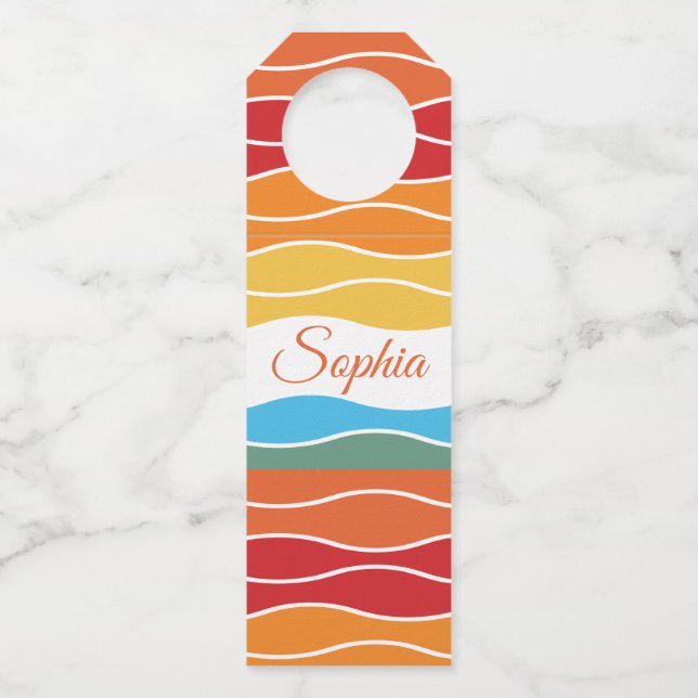 Wiedergabe von Retro-Regenbogenstreifen für benutz Flaschenanhänger (Vorderseite)