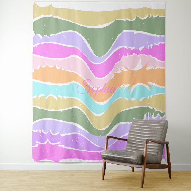 Wiedergabe von Retro-Regenbogenstreifen für benutz Wandteppich (Beispiel)