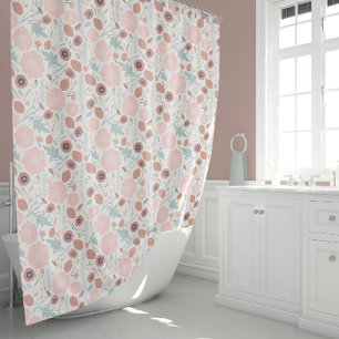 Wiedergabe von rosa Creme Blue Wiederholung Blumen Duschvorhang