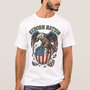 Wiedergeborene Nation Amerikanischer Adler US-Flag T-Shirt