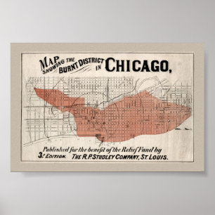 Wiederhergestellte Chicago-Karte von 1871 nach dem Poster