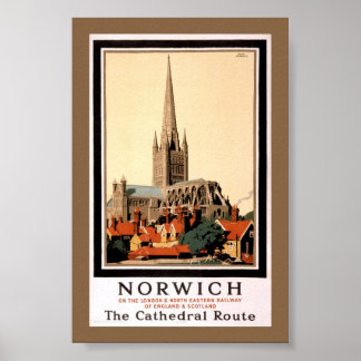 Wiederhergestelltes Vintage-Reiseposter aus Norwic Poster