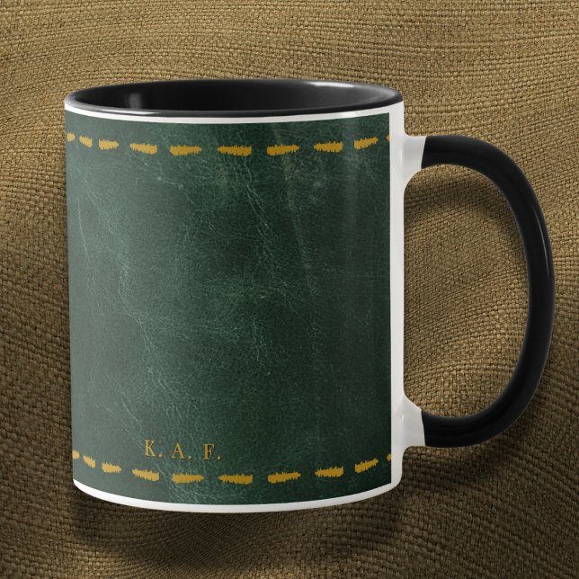 Wiederherstellendes Waldgrün genähtes Leder-Look Tasse (Von Creator hochgeladen)