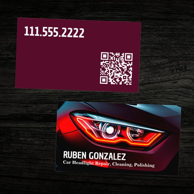 Wiederherstellung des Scheinwerfers für Kraftfahrz Visitenkarte (Car Headlight Restoration Detailing QR Business Card)