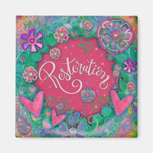 Wiederherstellung rosa Fun Floral Moderne Inspiriv Magnet