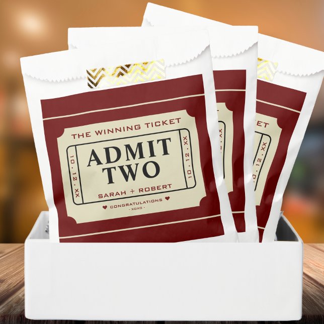 Wiederholen Sie den Gewinner Ticket Stub Admit zwe Geschenktütchen (Retro The Winning Ticket Stub Admit Two Wedding Favor Bag)