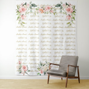 Wiederholen Sie die Schritte mit dem rosa Blumenmu Wandteppich