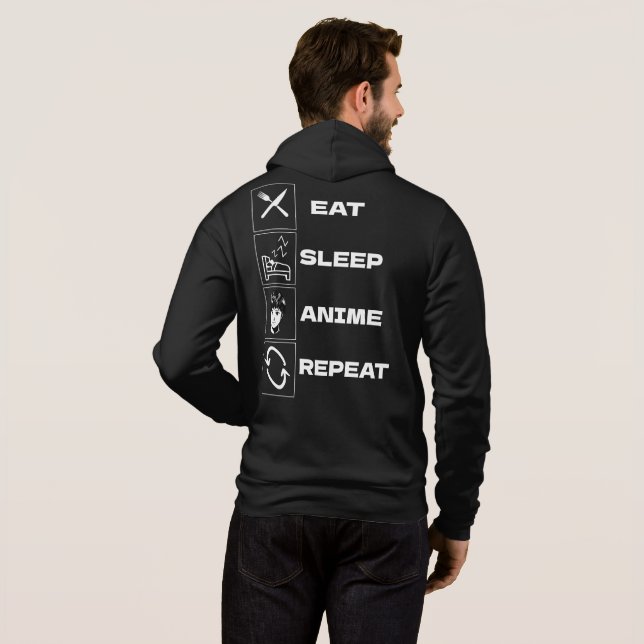 Wiederholen Sie Schlaf-Anime Hoodie (Schwarz voll)