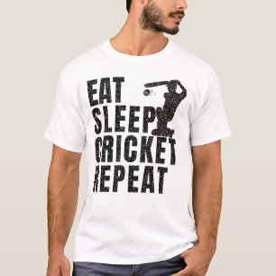 Wiederholen Sie Schlaf-Cricket T-Shirt