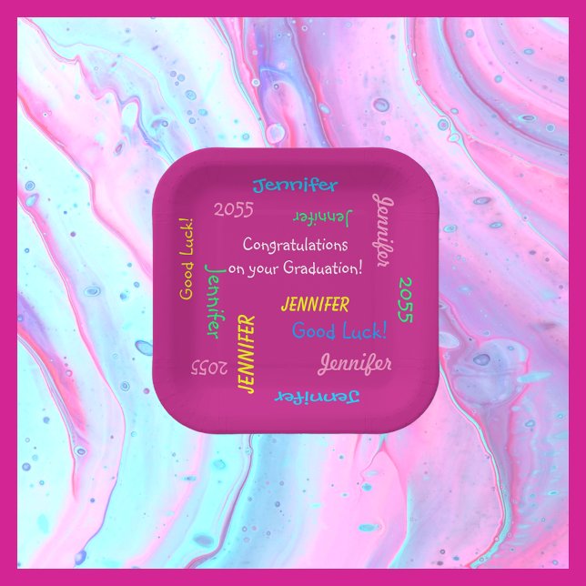 Wiederholende Namen von Graduierungsparteien FUN H Pappteller (Von Creator hochgeladen)