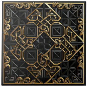 Wiederholende schwarze goldene Mosaik-Akzent-Keram Fliese