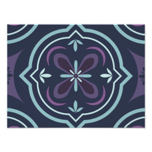 Wiederholendes blaues botanisches Blumendesign Fotodruck