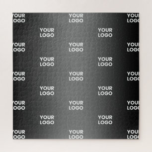 Wiederholendes Firmenlogo Schwarz-Weiß-Verlauf Puzzle