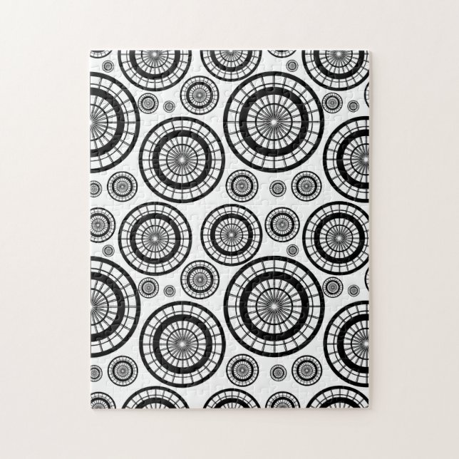 Wiederholendes Rad-Schwarzweiss-Muster Puzzle (Vertikal)