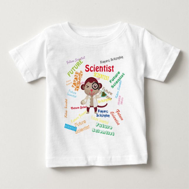 Wiederholte Future Scientist Monkey Birthday Party Baby T-shirt (Vorderseite)