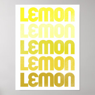 Wiederholte Gelbe Lemon Typografie Küche Kunst Poster
