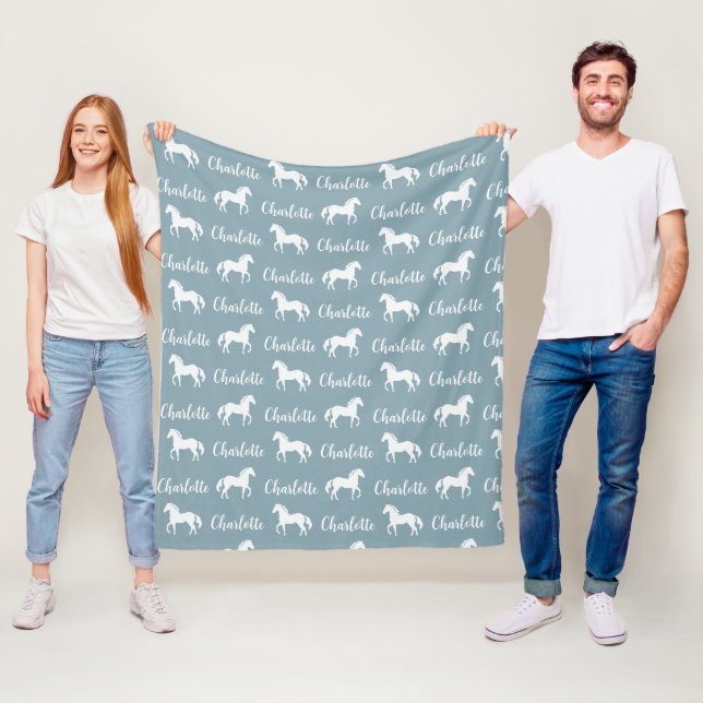 Wiederholte Namen Pferd Blue Simple Fleece Blanket (Beispiel)