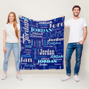 Wiederholte Namensschattierungen von blau und silb Fleecedecke