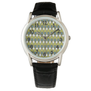 Wiederholte Olive Green und Grauovale Armbanduhr