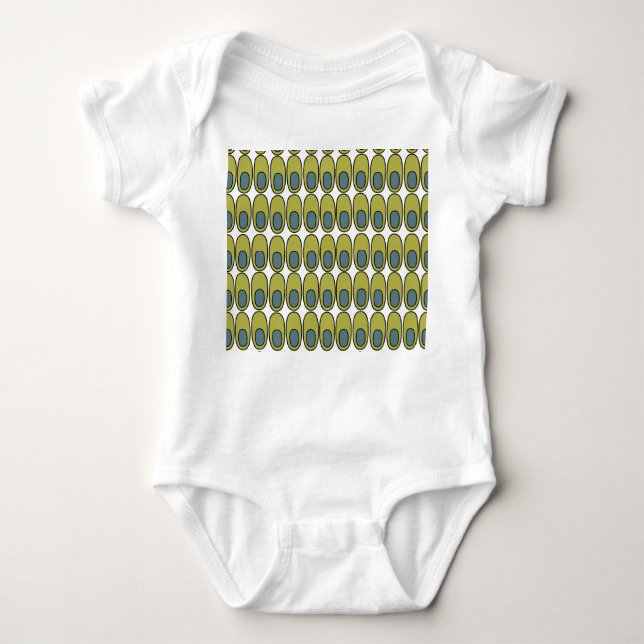Wiederholte Olive Green und Grauovale Baby Strampler (Vorderseite)