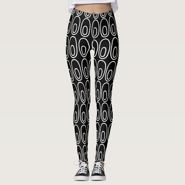 Wiederholte schwarze Ovale Leggings (Vorderseite)