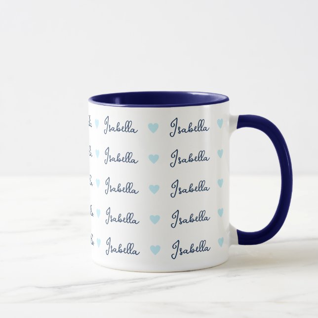 Wiederholter Isabella-individuelle Name mit blauen Tasse (Rechts)