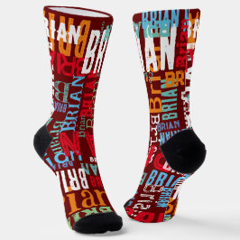 Wiederholter Name für alle dunkelrot Socken