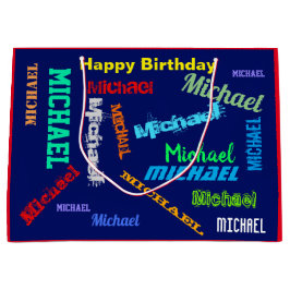 Wiederholter NAME Happy Birthday Blue Red Große Geschenktüte