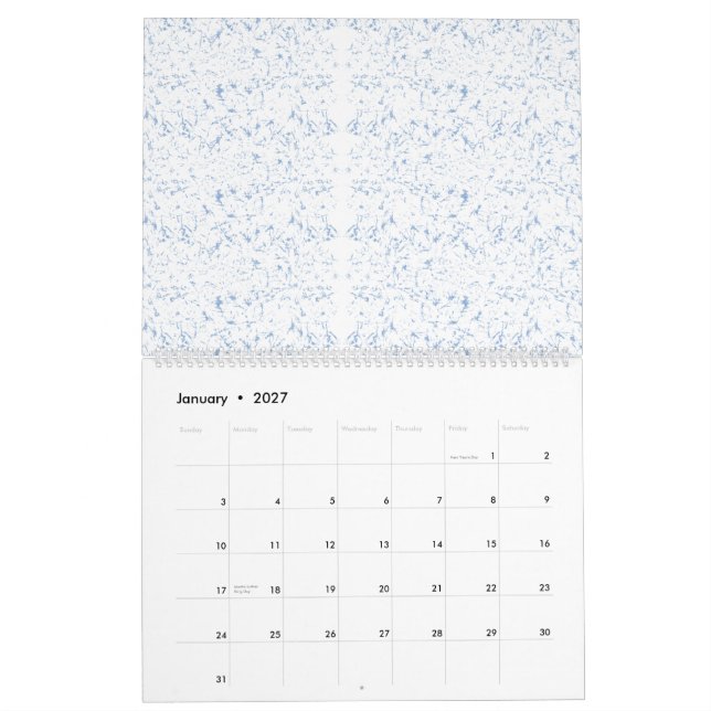 Wiederholter, subtiler, texturierter weißer Hinter Kalender (Jan 2027)