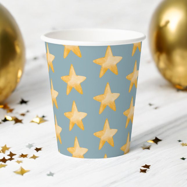 Wiederholter Wasserfarbenstern Pappbecher (Von Creator hochgeladen)