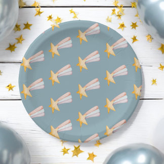 Wiederholter Watercolor Shooting Star Rainbow Schw Pappteller