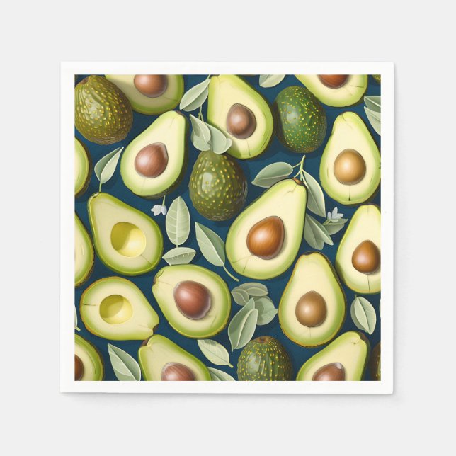 Wiederholtes Avocadomuster mit texturiertem Kontra Serviette (Vorderseite)