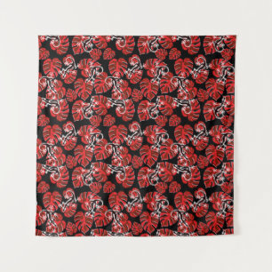 Wiederholtes Muster aus Salamander und rotem Leaf Wandteppich