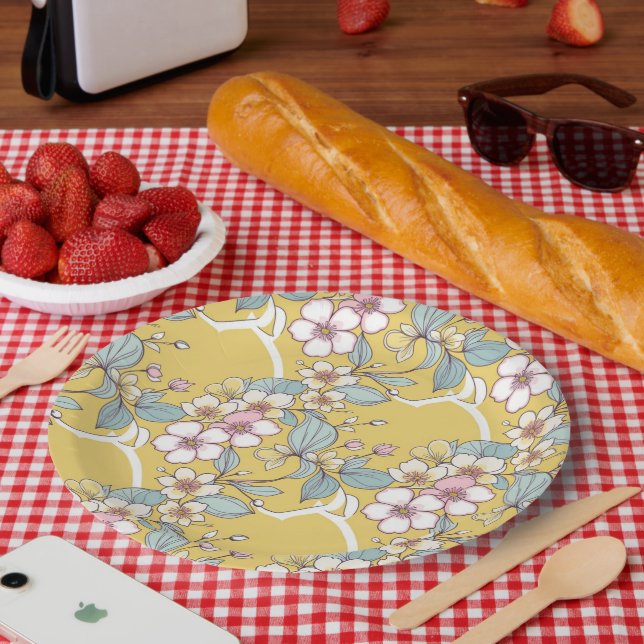 Wiederholtes Muster in Pastellfarben Pappteller (Picknick)