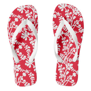 Wiederholtes Muster in Rot und Weiß Flip Flops