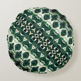 Wiederholtes raues Smaragdgrün unter weißer Textur Rundes Kissen