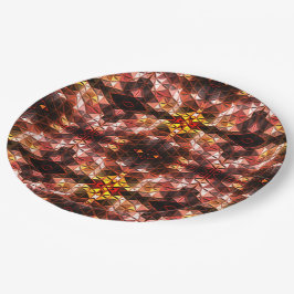 Wiederholtes rotes Dreieck, das seltsame Formen er Pappteller